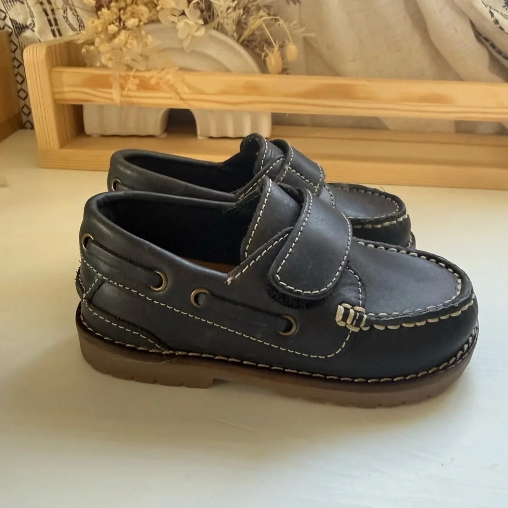 Kids  Leather Velcro Dress Loafers